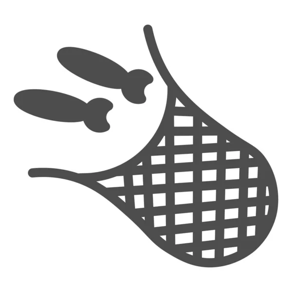 Net met vis solide pictogram, visserij concept, visnet teken op witte achtergrond, Visnet pictogram in glyph stijl voor mobiel concept en web design. vectorgrafieken. — Stockvector