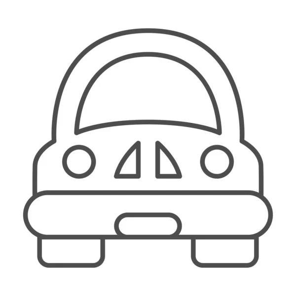 Icône de ligne mince de voiture de jouet, concept de jouets d'enfants, signe drôle de voiture sur fond blanc, icône d'automobile d'enfants dans le style de contour pour le concept mobile et la conception Web. Graphiques vectoriels. — Image vectorielle