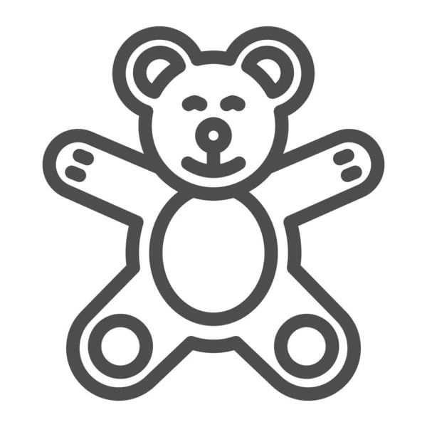 Ikona linii Teddy Bear, Koncepcja zabawek dla dzieci, pluszowy znak zabawki na białym tle, Mała ikona misia w zarysie stylu dla mobilnej koncepcji i projektowania stron internetowych. Grafika wektorowa. — Wektor stockowy