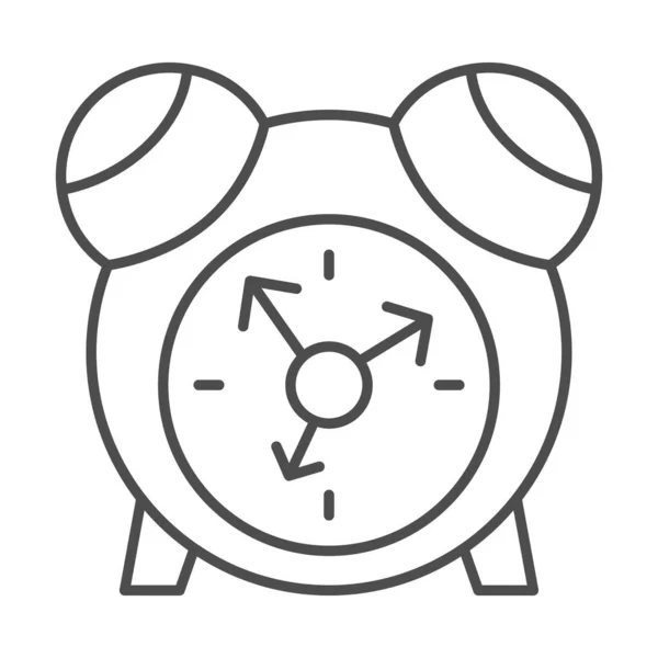 Icône de ligne mince mignon réveil, concept de jouets pour enfants, Montres pour enfants signe sur fond blanc, icône d'alarme jouet pour enfants dans le style contour pour concept mobile et web design. Graphiques vectoriels. — Image vectorielle