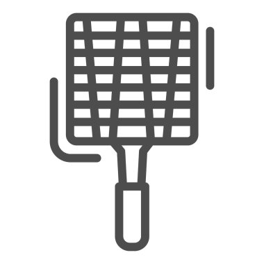 Çelik ızgara ızgara çizgisi ikonu, barbekü konsepti, beyaz arka planda ızgara tabelası, mobil konsept ve web tasarımı için el yapımı ızgara ikonu. Vektör grafikleri.