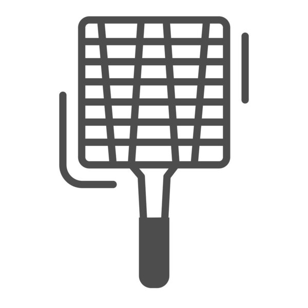 Steel barbecue grid solid icon, Barbecue concept, grille sign on white background, hand netted grill icon in glyph style for mobile concept and web design. Vector graphics.