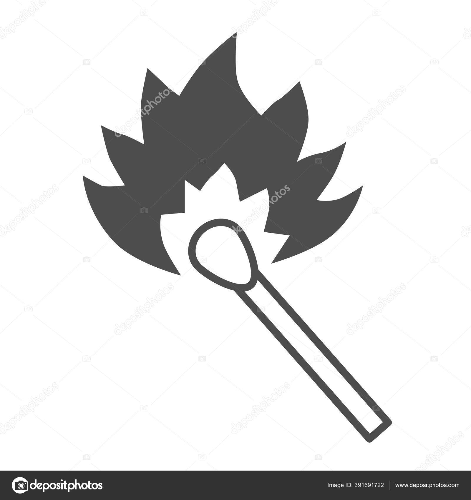 Pembakaran Cocok Dengan Ikon Garis Tipis Konsep Piknik Korek Api Dengan Tanda Api Pada Latar Belakang