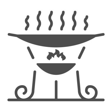Barbekü Brezilya katı ikonu, bbq kavramı, beyaz arka planda ızgara işareti, mobil konsept ve web tasarımı için glyph stili kamp ikonu için açık hava ızgarası. Vektör grafikleri.