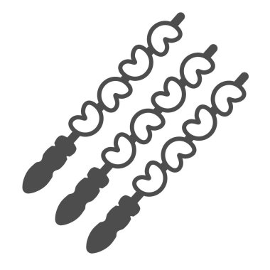 Şiş çizgisi simgesinde şiş kebap, BBQ konsepti, beyaz arka planda Şiş kebap işareti, mobil konsept ve web tasarımı için ana hatlı mangal ikonu. Vektör grafikleri.