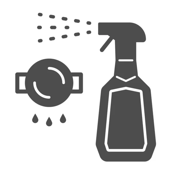 Flaskspray renare fast ikon, Rengöringsverktyg koncept, spray för fett tecken på vit bakgrund, rengöringsmedel flytande tvål i plastflaska ikon i glyf stil för mobil. Vektorgrafik. — Stock vektor