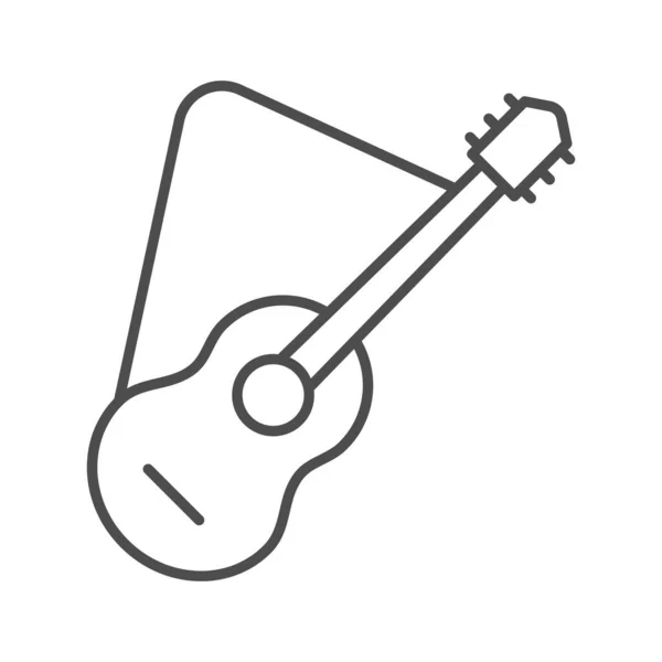Gitarre Thin Line Icon, Picknick-Konzept, Musiksymbol auf weißem Hintergrund, Akustikgitarren-Icon im Outline-Stil für mobiles Konzept und Webdesign. Vektorgrafik. — Stockvektor