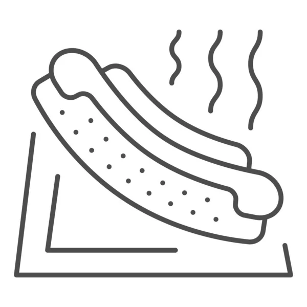 Hotdog-Symbol, Picknick-Konzept, Hot-Dog-Schild auf weißem Hintergrund, amerikanisches Hotdog-Sandwich mit Ketchup und Senf-Symbol im Outline-Stil für mobiles Konzept, Webdesign. Vektorgrafik. — Stockvektor