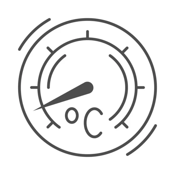 Termômetro para grelhar ícone de linha fina, conceito de churrasco, sinal de termômetro de cozinha redonda no fundo branco, medidor de temperatura para ícone de grelha no estilo de contorno para celular e web. Gráficos vetoriais . — Vetor de Stock