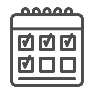 Golf puan çizgisi ikonu, spor ve yarışma konsepti, beyaz arka planda skorbord işareti, mobil konsept ve web tasarımı için ana hatlı golf takvimi ikonu kontrol edildi. Vektör grafikleri.