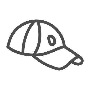 Golf şapkası simgesi, giysi konsepti, beyaz arka planda şapka tabelası, mobil konsept ve web tasarımı için ana hatlı şapka ikonu. Vektör grafikleri.