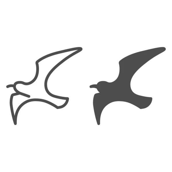 Línea de gaviota e icono sólido, concepto marino, signo de gaviota sobre fondo blanco, icono de silueta de pájaro volador en estilo de esquema para concepto móvil y diseño web. Gráficos vectoriales . — Vector de stock