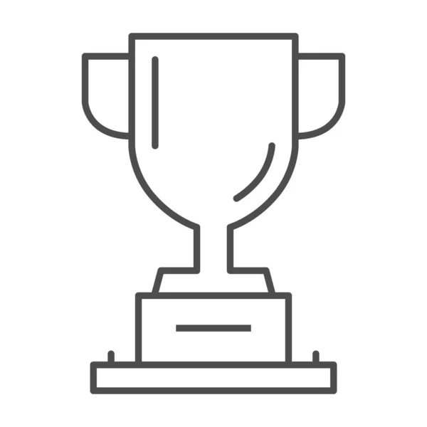 Icono de copa ganadora de línea delgada, concepto deportivo y de competición, signo de trofeo sobre fondo blanco, icono de copa Campeón en estilo de esquema para el concepto móvil y el diseño web. Gráficos vectoriales . — Archivo Imágenes Vectoriales