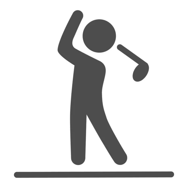 Golfer Silhouette solide Ikone, Golf-Konzept, Mann schwingen Golf Zeichen auf weißem Hintergrund, Golf-Spieler-Symbol im Glyphen-Stil für mobiles Konzept und Web-Design. Vektorgrafik. — Stockvektor