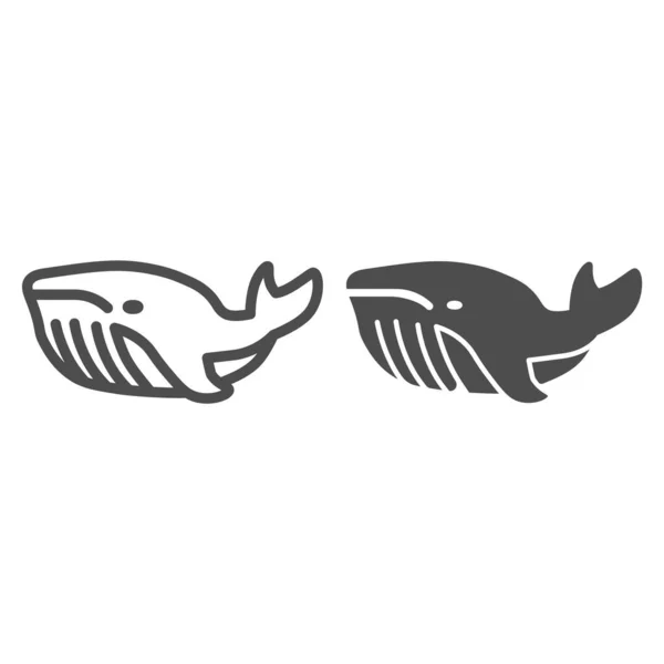 Walvis lijn en solide pictogram, oceaan concept, zeer grote zeezoogdier teken op witte achtergrond, orka walvis pictogram in grote lijnen voor mobiele concept en web design. vectorgrafieken. — Stockvector