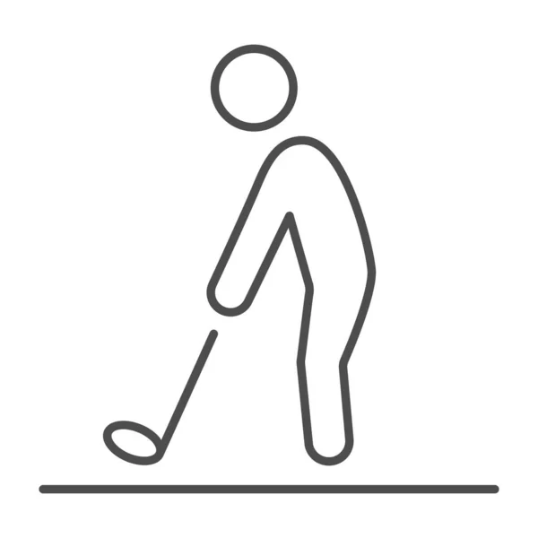 高尔夫细线图标，高尔夫概念，男子轮廓在白色背景上打高尔夫球标志，高尔夫运动员图标在移动概念和网页设计的轮廓风格。矢量图形. — 图库矢量图片