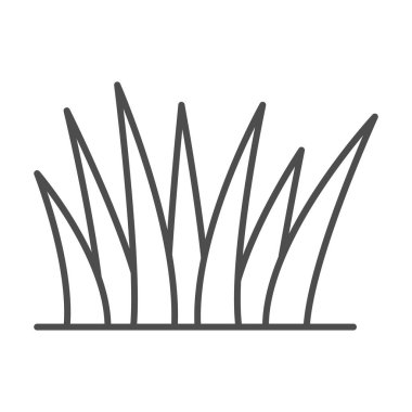 Çimen ince çizgi ikonu, doğa konsepti, arka planda çim işareti, mobil konsept ve web tasarımı için çim yaprakları simgesi. Vektör grafikleri.