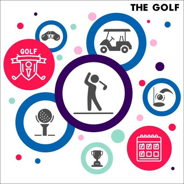 Plantilla de diseño infográfico de golf moderno. Deportes Visualización infográfica en diseño de burbujas sobre fondo blanco. Plantilla de juego de golf para presentación. Ilustración vectorial creativa para infografía . — Vector de stock