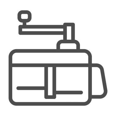 Sebze doğrayıcı ikonu, mutfak gereçleri konsepti, beyaz arka planda mutfak elektrikli teçhizatı tabelası, ana hatlarıyla otomatik sebze kesme ikonu. Vektör grafikleri.