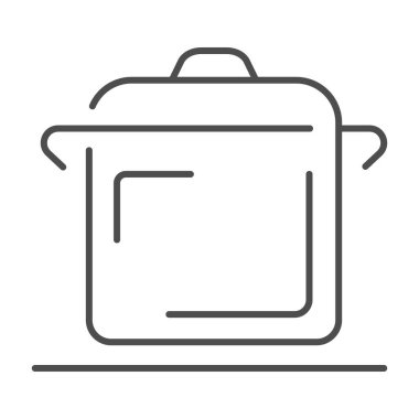 Yemek pişirme ikonu, mutfak aletleri konsepti, beyaz arka planda tencere işareti, mobil konsept ve web tasarımı için ana hatlı saksı simgesi. Vektör grafikleri.