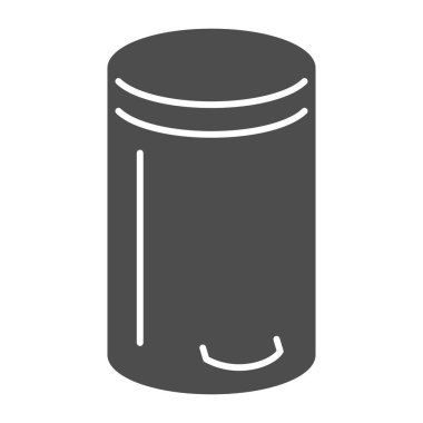 Çöp kutusu simgesi, Mutfak gereçleri kavramı, Çöp, beyaz arka planda imza atabilir, mobil konsept ve web tasarımı için sembol biçiminde çöp kutusu simgesi. Vektör grafikleri.