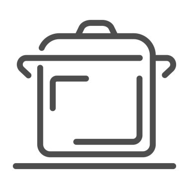 Yemek çizgisi simgesi, mutfak gereçleri konsepti, beyaz arka planda tencere işareti, mobil konsept ve web tasarımı için taslak biçimli tencere simgesi. Vektör grafikleri.