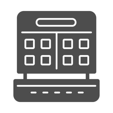 Waffle yapıcı katı ikon, mutfak aletleri konsepti, beyaz arka planda waffle ızgarası tabelası, mobil ve web için glifli waffle yapma ikonu. Vektör grafikleri.