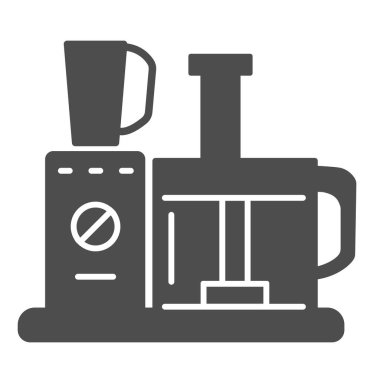 Gıda işlemci katı ikonu, mutfak ekipmanı konsepti, beyaz arka planda Gıda blender tabelası, mobil konsept ve web tasarımı için glifli karıştırıcı simgesi. Vektör grafikleri.