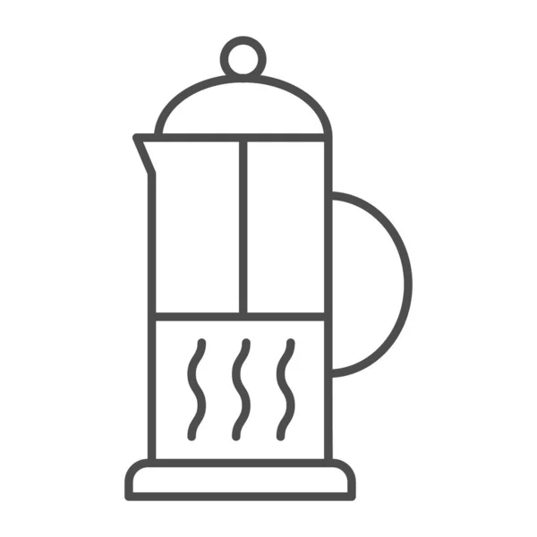 Tetera delgada línea icono, concepto de electrodomésticos de cocina, frasco de plástico o vidrio para la elaboración de té caliente signo sobre fondo blanco, icono de la tetera en el estilo de esquema para el concepto móvil, diseño web. Gráficos vectoriales . — Archivo Imágenes Vectoriales