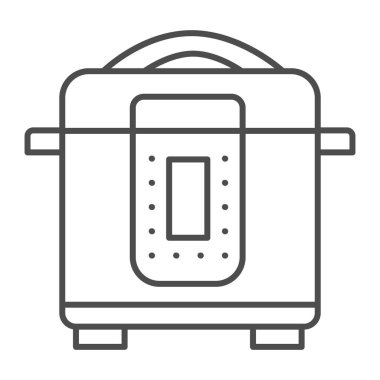 Yavaş pişiren ince çizgi ikonu, mutfak gereçleri konsepti, beyaz arka planda elektrik panosu işareti, mobil konsept ve web tasarımı için taslak biçimli çokçukluk simgesi. Vektör grafikleri.
