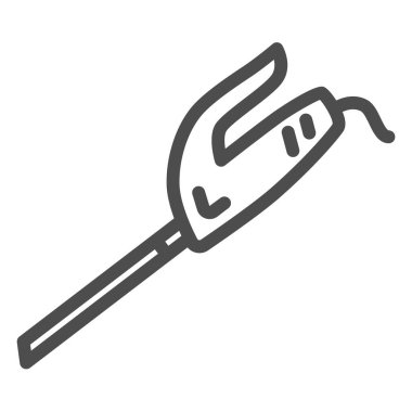 Elektrikli bıçak hattı ikonu, mutfak aletleri konsepti, beyaz arka planda yemek pişirme ekipmanı tabelası, mobil konsept ve web tasarımı için ana hatlı bıçak ikonu. Vektör grafikleri.