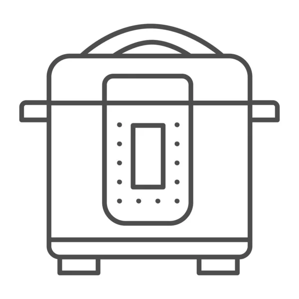 Icono de línea delgada de cocina lenta, concepto de electrodomésticos de cocina, pancarta eléctrica sobre fondo blanco, icono de cocina múltiple en estilo de esquema para concepto móvil y diseño web. Gráficos vectoriales . — Vector de stock