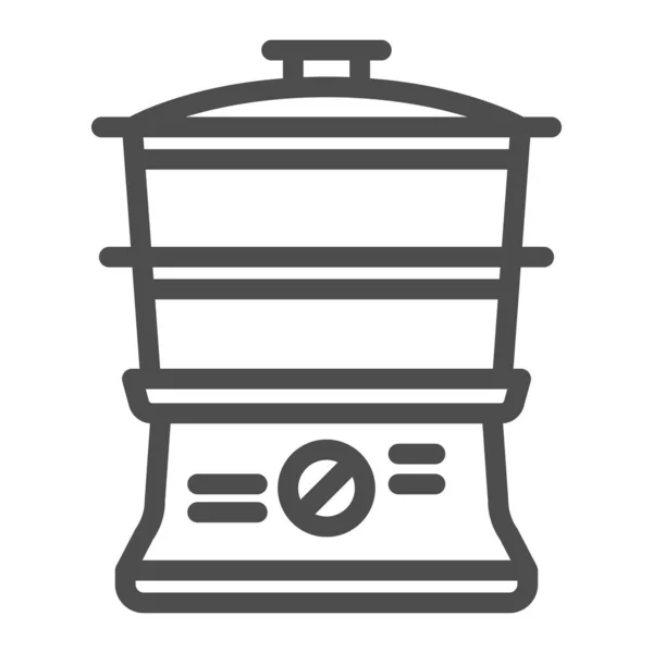 Double boiler line icon, Küchengerätekonzept, Steamer sign auf weißem Hintergrund, Double boiler icon in outline style für mobiles Konzept und Webdesign. Vektorgrafik. — Stockvektor