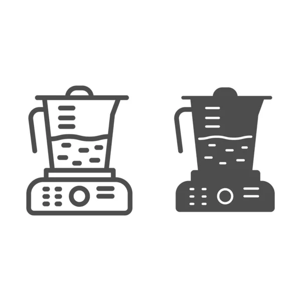 Entsaftungslinie und solides Symbol, Küchengerätekonzept, Mixer-Zeichen auf weißem Hintergrund, Quetschsymbol im Umrissstil für mobiles Konzept und Webdesign. Vektorgrafik. — Stockvektor