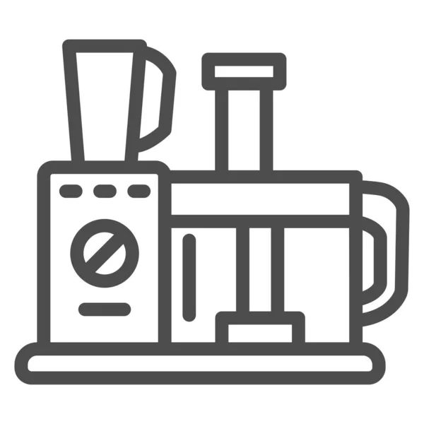 Εικονίδιο γραμμής επεξεργαστή τροφίμων, έννοια εξοπλισμού κουζίνας, υπογραφή μηχανής μπλέντερ τροφίμων σε λευκό φόντο, εικονίδιο μίξερ μηχανή σε στυλ περίγραμμα για την κινητή έννοια και web design. Διανυσματικά γραφικά. — Διανυσματικό Αρχείο
