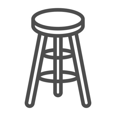 Bar taburesi ikonu, mutfak mobilyası konsepti, beyaz arka planda bar sandalye tabelası, mobil konsept ve web tasarımı için ana hatlı sandalye ikonu. Vektör grafikleri.