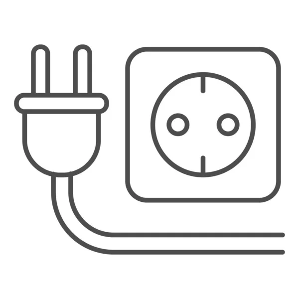 Plug and socket thin line icon, technology concept, electricity sign on white background, Electric plug with socket icon in outline style for mobile concept, web design. Vector graphics. — Stock Vector