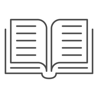 Açık çizgi simgesi, eğitim konsepti, beyaz arkaplan üzerinde okuma işareti, Not Defteri veya mobil konsept ve web tasarımı için ana hatlı ders kitabı simgesi. Vektör grafikleri.