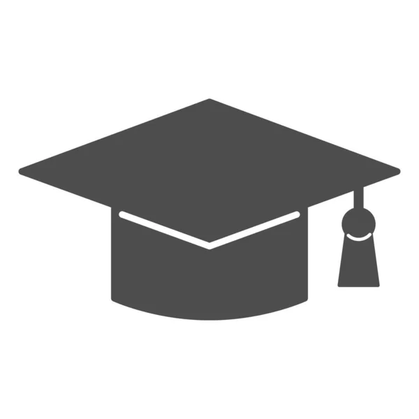 Academische cap solide pictogram, onderwijs concept, Student afstuderen hoed teken op witte achtergrond, Graduation cap pictogram in glyph stijl voor mobiele concept en web design. vectorgrafieken. — Stockvector