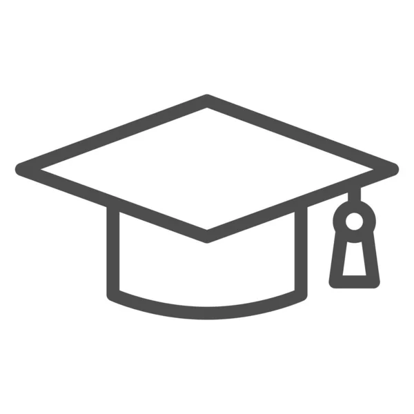 Ikona akademické čapky, koncept vzdělávání, značka studentské maturitní čepice na bílém pozadí, ikona maturitní čepice ve stylu osnovy pro mobilní koncept a webdesign. Vektorová grafika. — Stockový vektor