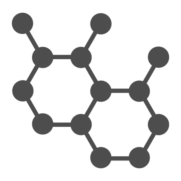 Ícone sólido da estrutura molecular, conceito da ciência, sinal da molécula no fundo branco, fórmula química que consiste no ícone das moléculas no estilo do glifo para o projeto móvel e da correia fotorreceptora. Gráficos vetoriais . —  Vetores de Stock