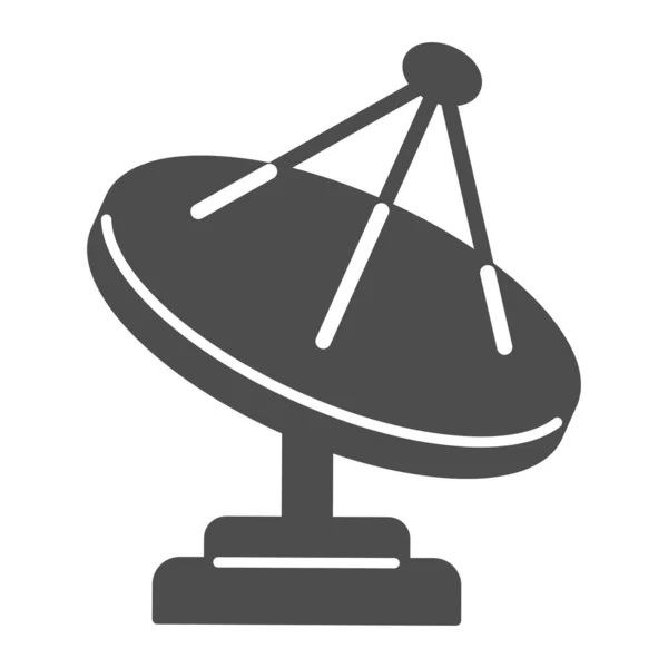 Icono sólido de radiotelescopio, concepto espacial, señal parabólica sobre fondo blanco, icono de antena satelital en estilo glifo para concepto móvil y diseño web. Gráficos vectoriales . — Vector de stock