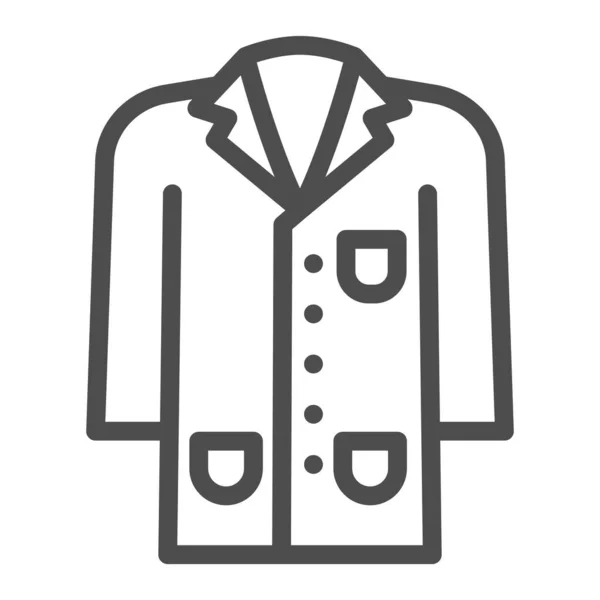 Icono de línea de bata médica, concepto de ciencia y medicina, signo uniforme de laboratorio sobre fondo blanco, personal del hospital e icono de bata de investigador en estilo de esquema para móviles, web. Gráficos vectoriales . — Vector de stock