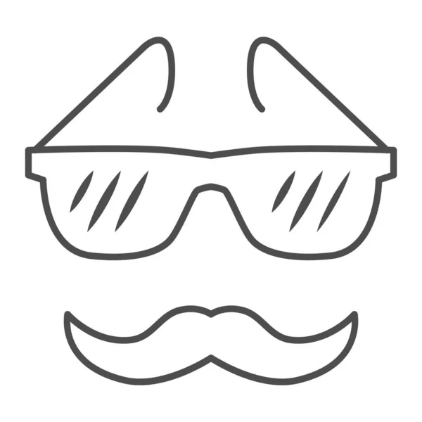 Glasses and mustache thin line icon, face accessories concept, Nerd glasses and mustaches sign on white background, Moustache and eyeglasses icon in outline style for mobile. Vector graphics. — Stock Vector