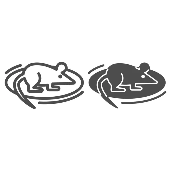 Rat pour les expériences ligne et icône solide, concept scientifique, Signe expérimental de la souris sur fond blanc, icône de souris de laboratoire dans le style de contour pour concept mobile et web design. Graphiques vectoriels. — Image vectorielle