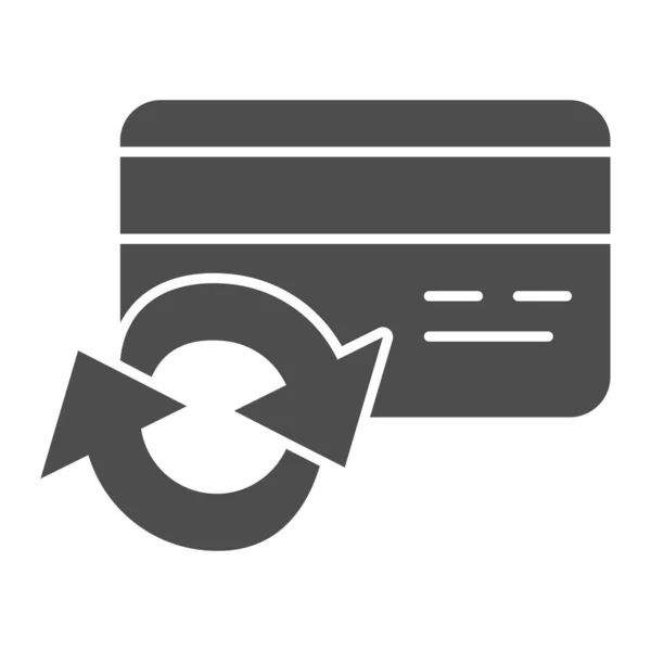 Carte de crédit avec flèche ronde icône solide, concept bancaire, carte de crédit réémettre signe sur fond blanc, symbole de service Cashback dans le style glyphe pour la conception mobile et web. Graphiques vectoriels. — Image vectorielle