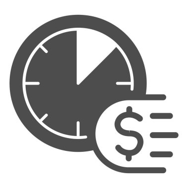 Saat ve dolar simgesi, ödeme problemi kavramı, zaman beyaz arka planda para işareti, ödeme ikonu için mobil konsept ve web tasarımı için son mühlet. Vektör grafikleri.