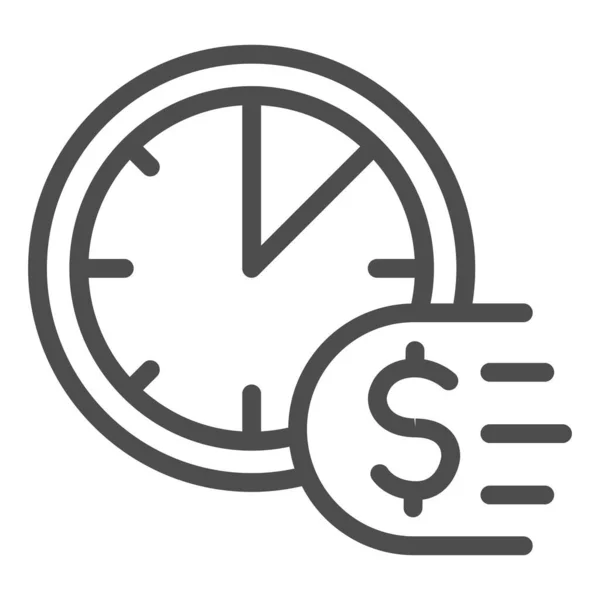 Clock and dollar line icon, Payment problem concept, Time is a money sign on white background, deadline for payment icon in outline style for mobile concept and web design. Vector graphics. — Stock Vector