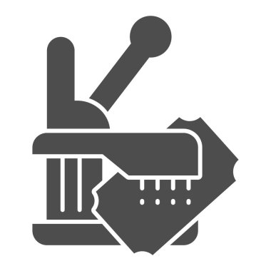 Sağlam bir simge, toplu taşıma konsepti, arka planda gözyaşı sökücü işareti olan bilet, mobil ve web tasarımı için işaretlenmiş bir bilet simgesi. Vektör grafikleri.