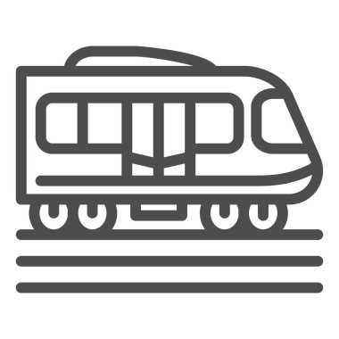 Elektrik tren hattı ikonu, toplu taşıma konsepti, beyaz arka planda metro tabelası, mobil konsept ve web tasarımı için anahat tarzı yüksek hızlı tren ikonu. Vektör grafikleri.